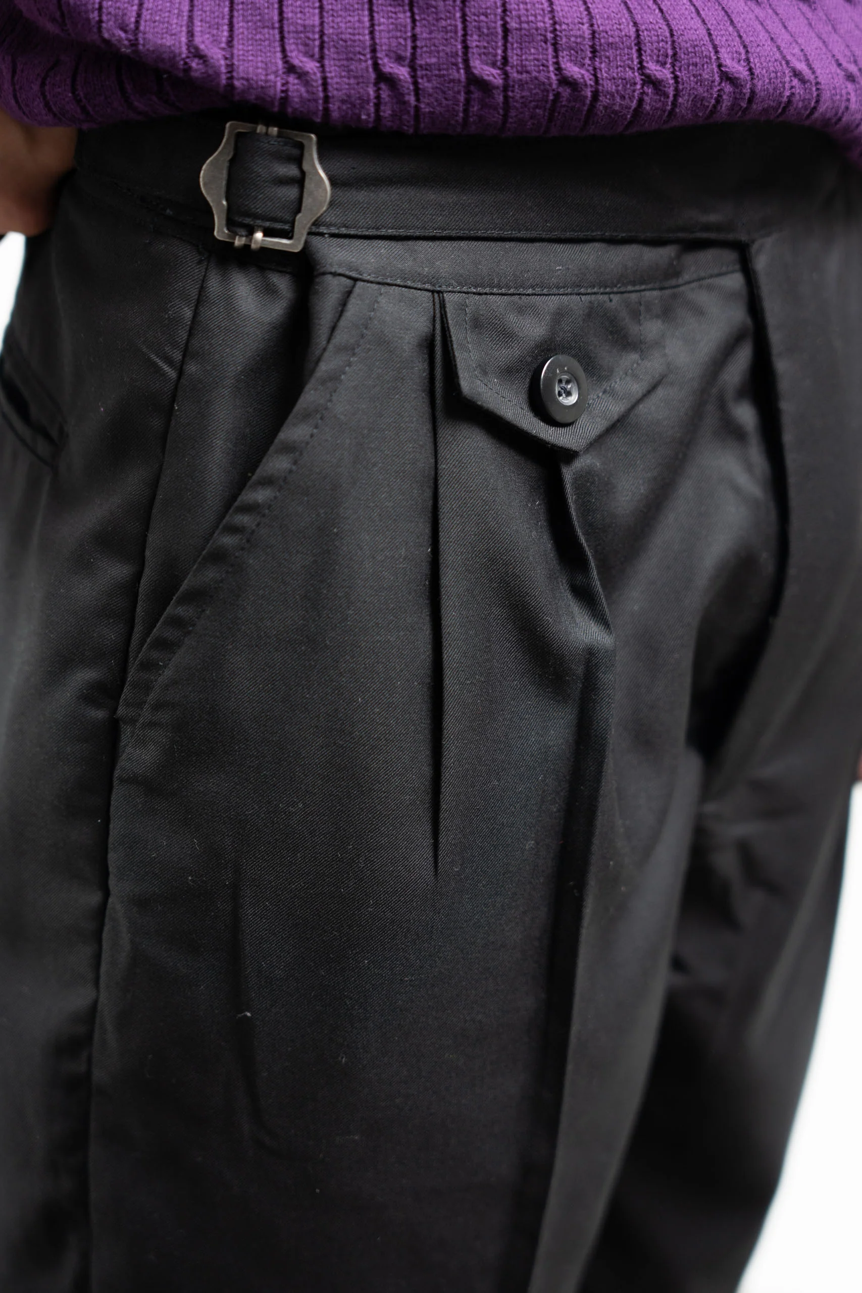 Pleated Gurkha Pant - Black - Image 3