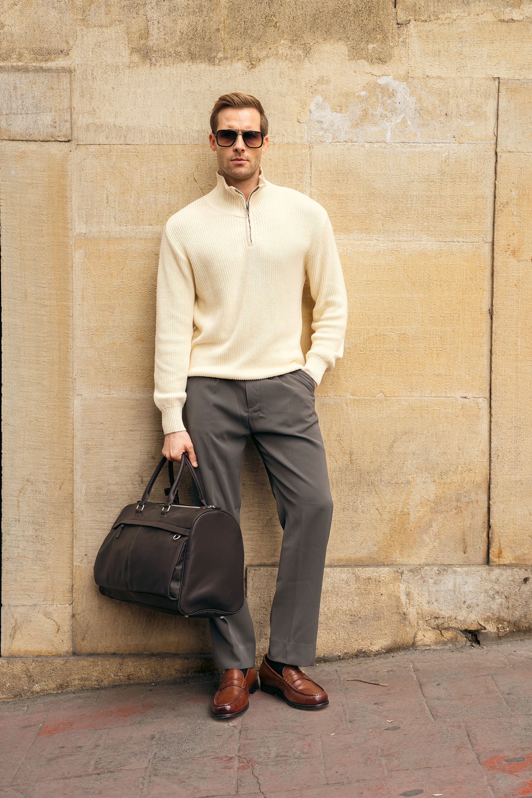 Quarter Zip Knit Sweater (MKZ-02) - Image 3