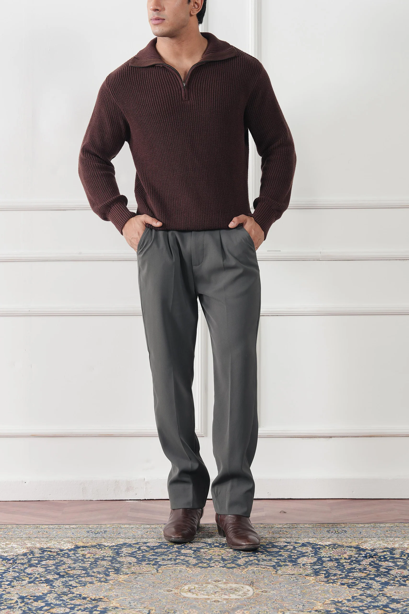 Quarter Zip Knit Sweater (MKZ-03) - Image 9
