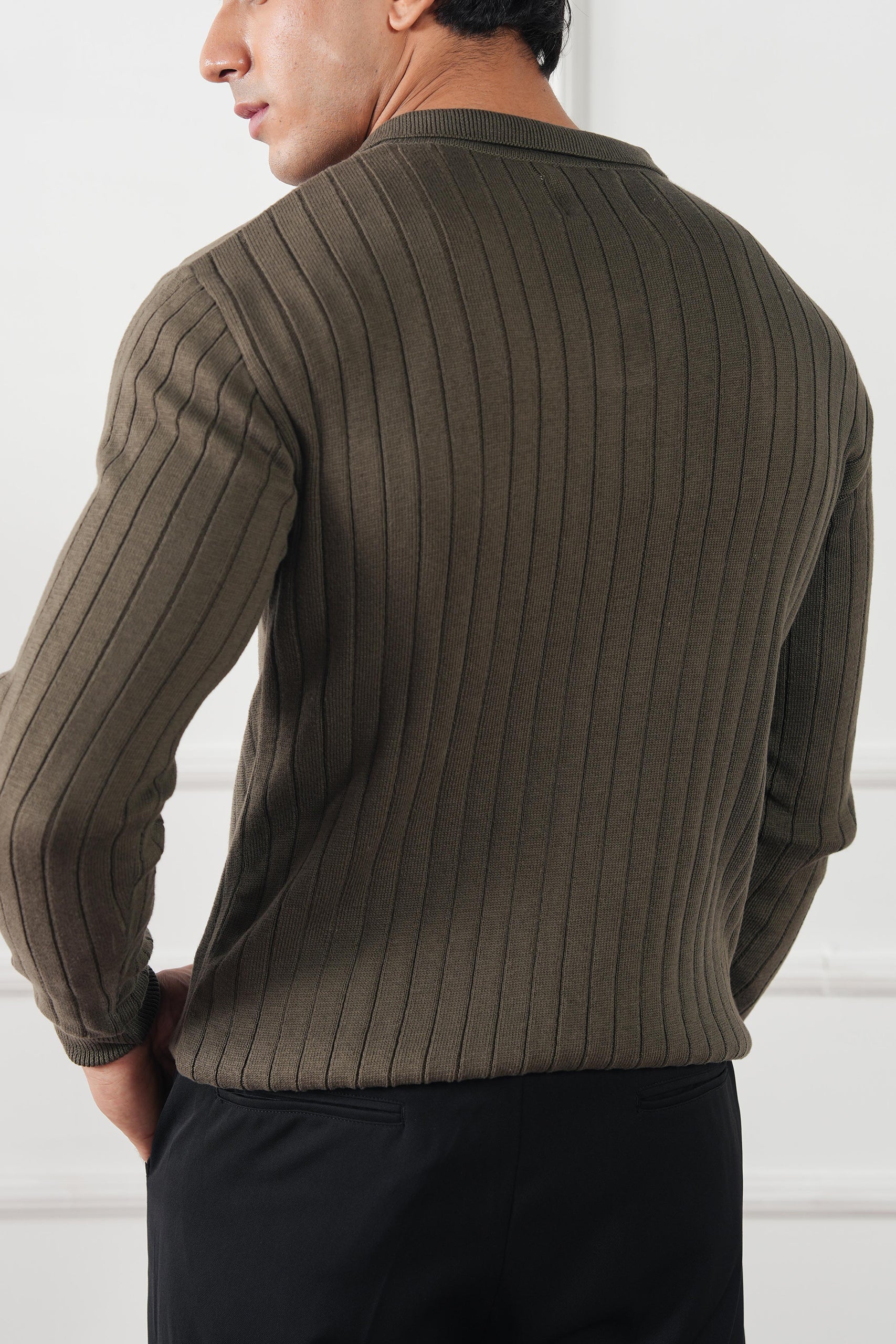 Rib Knit Polo Sweater (MKP-19) - Image 11