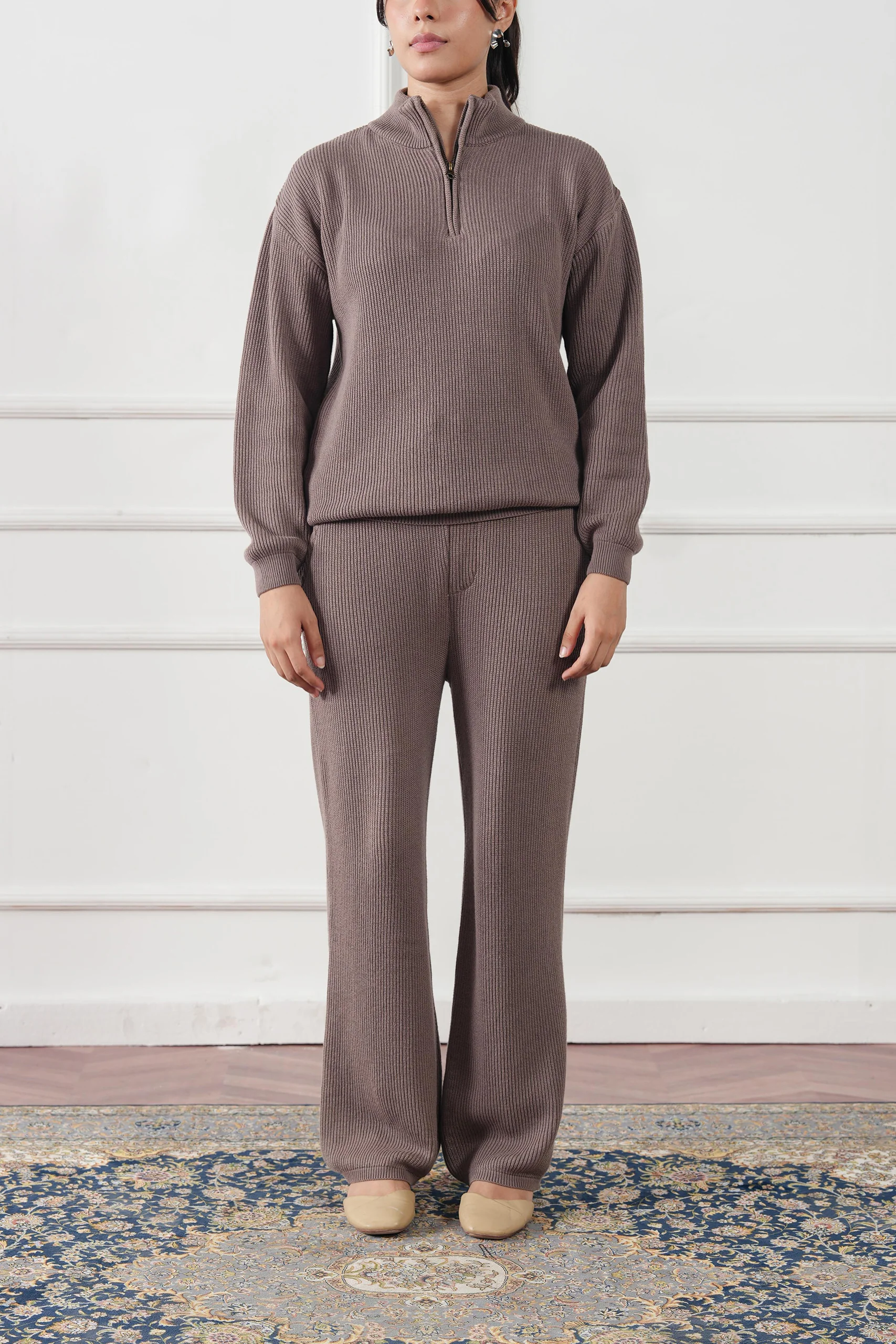 Ribbed Knit Straight Trouser (WKT-01) - Image 4