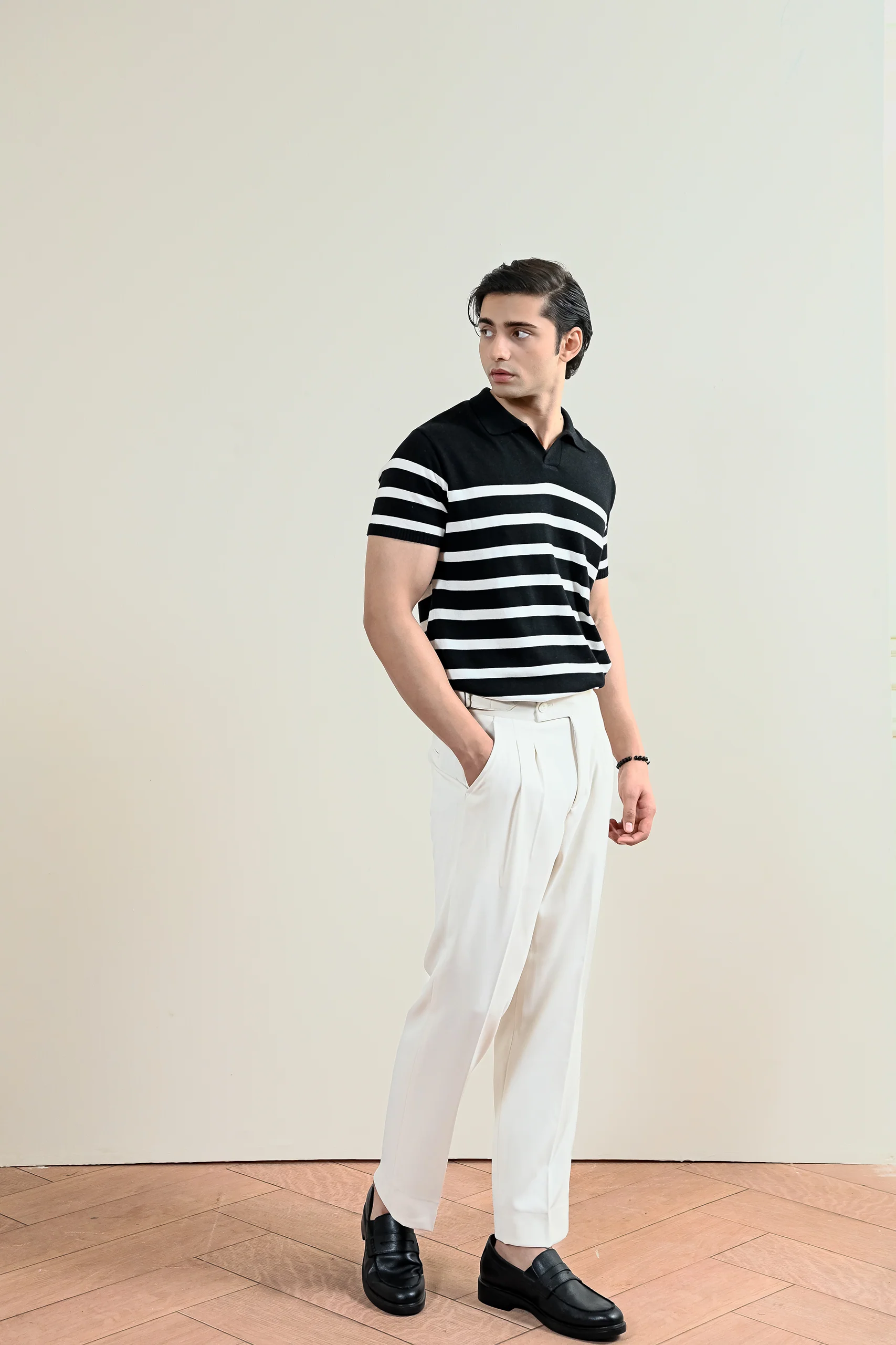 Striped Knit Polo Shirt (MKP-11) - Image 6