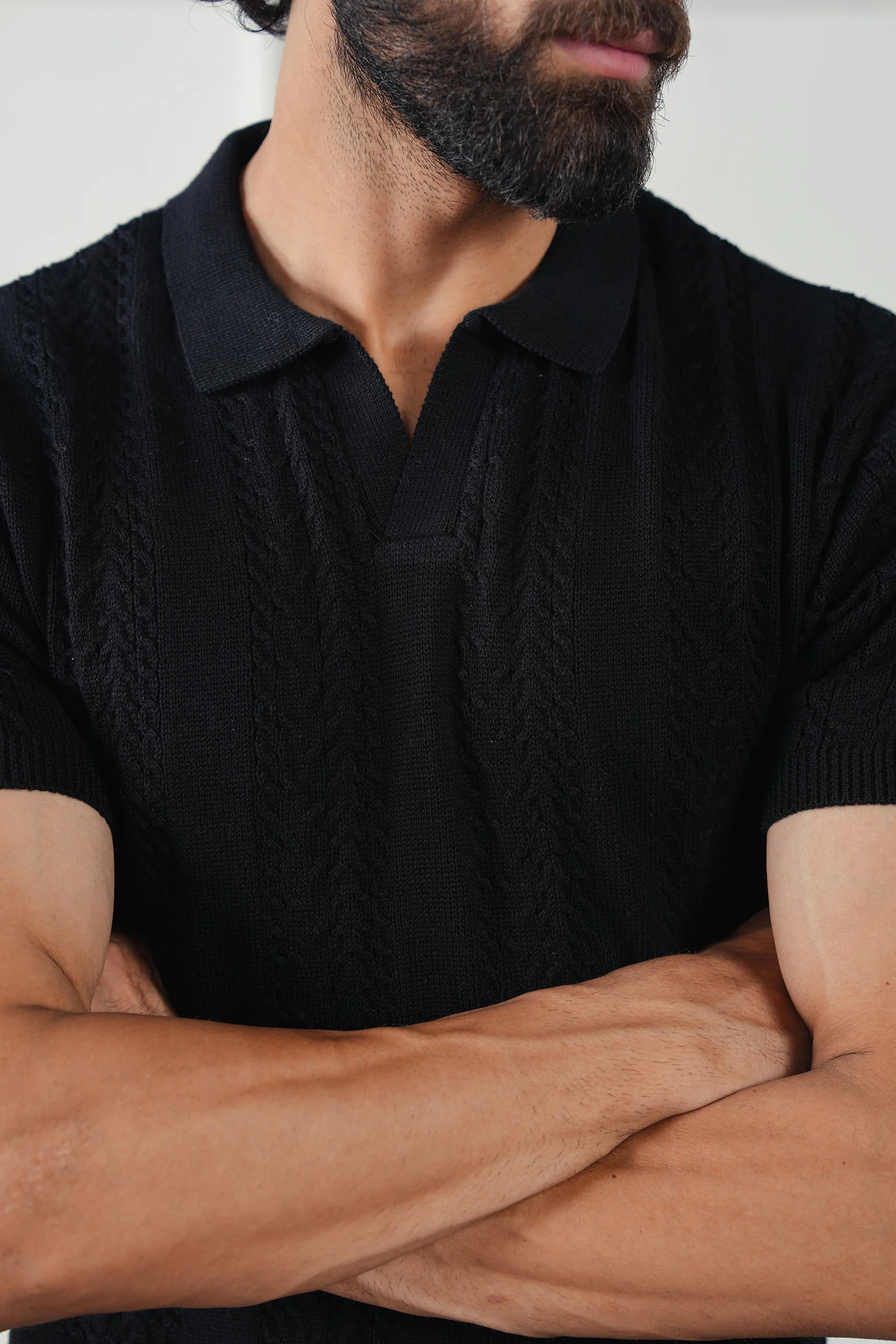 Striped Knit Polo Shirt (MKP-04) - Image 3