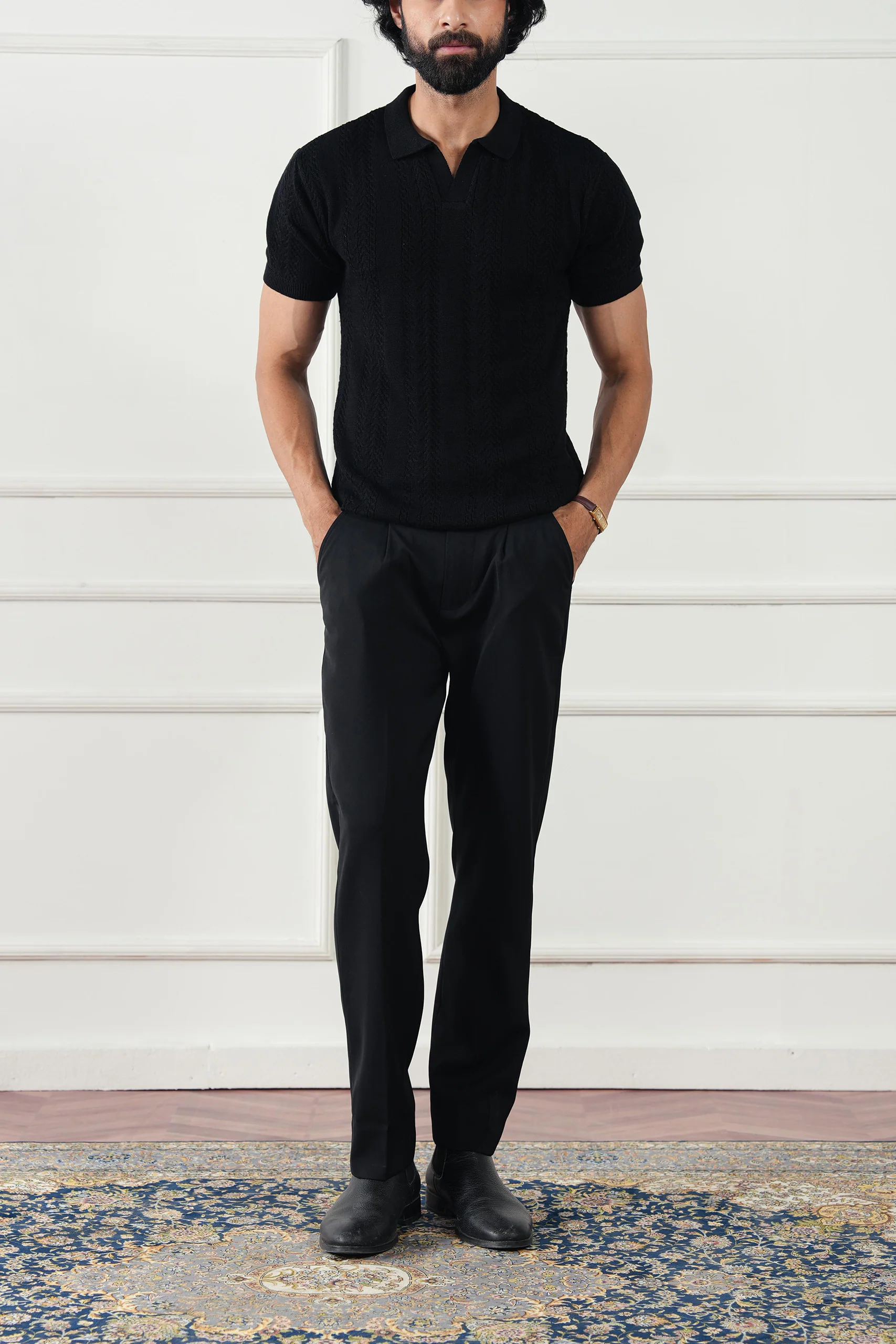 Striped Knit Polo Shirt (MKP-04) - Image 7