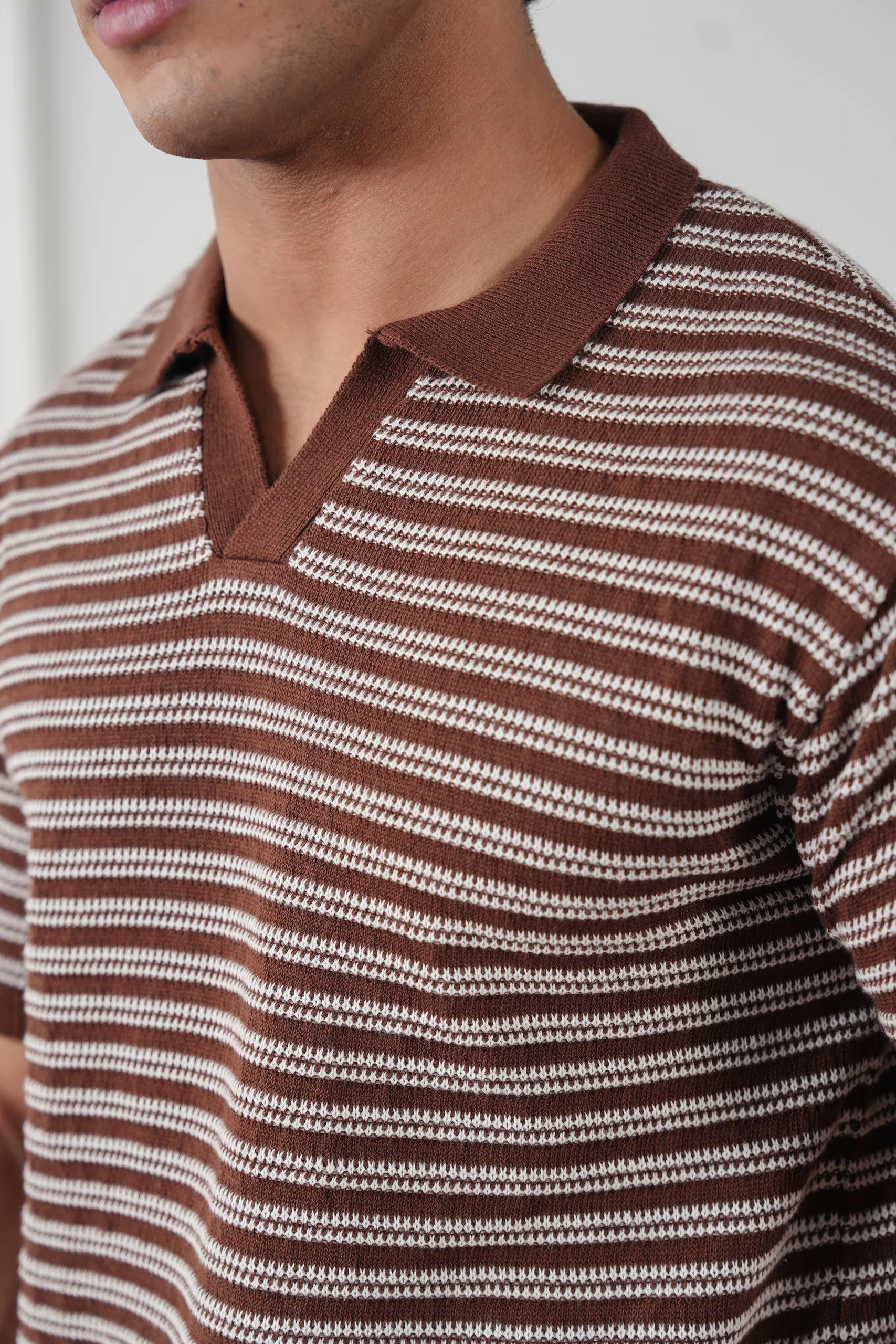 Striped Knit Polo Shirt (MKP-15) - Image 3