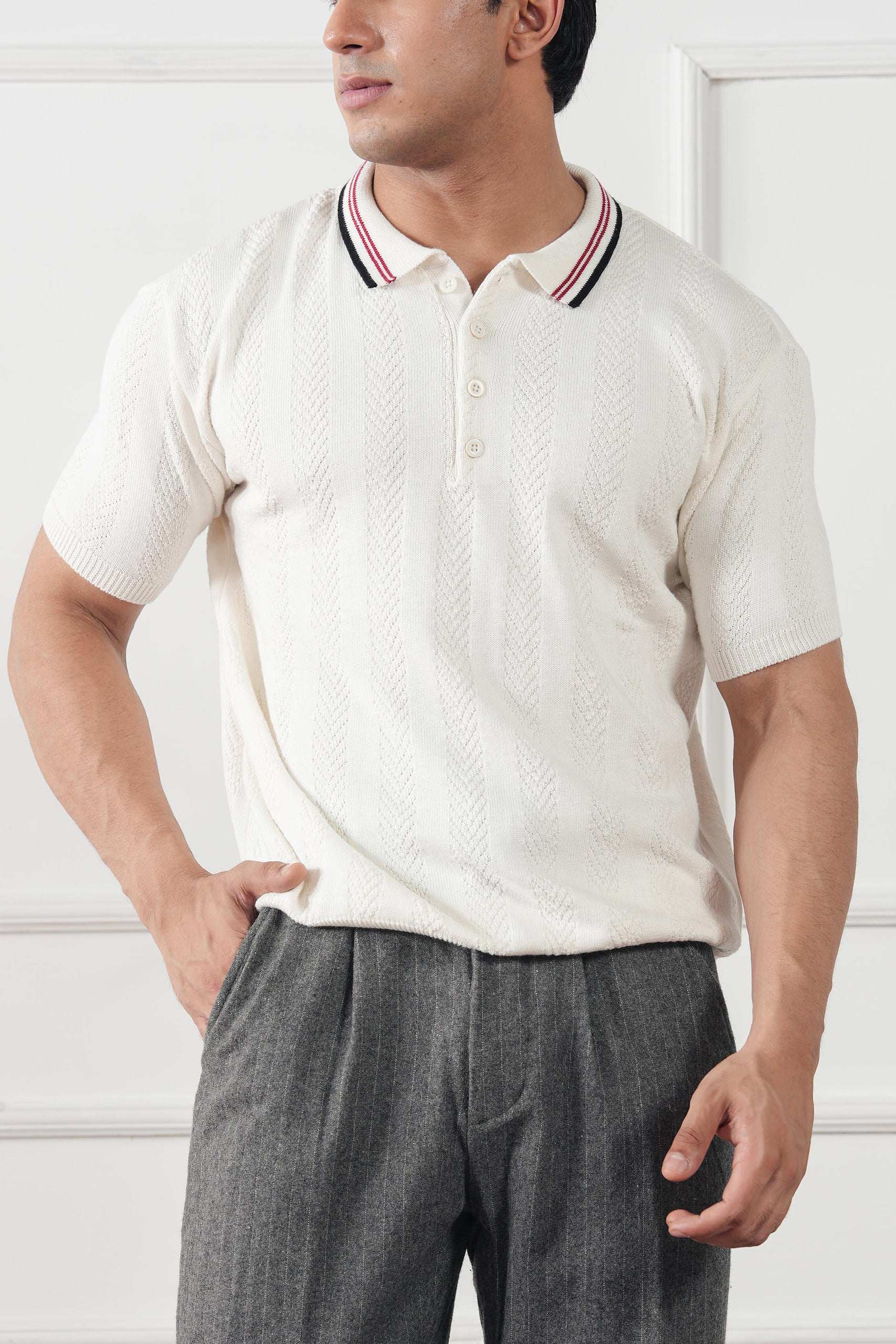 Textured Knit Polo Shirt (MKP-16)