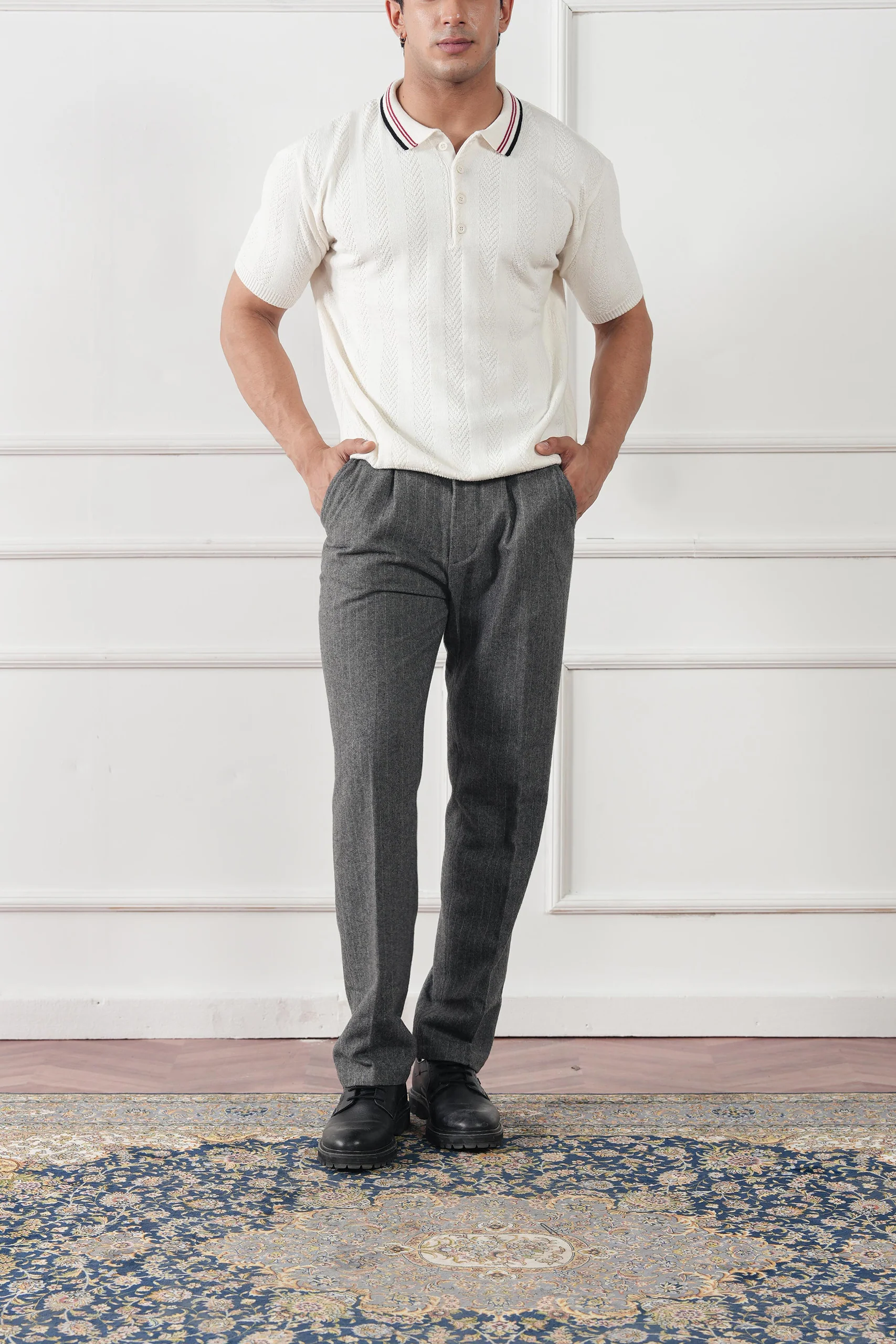 Textured Knit Polo Shirt (MKP-16) - Image 2