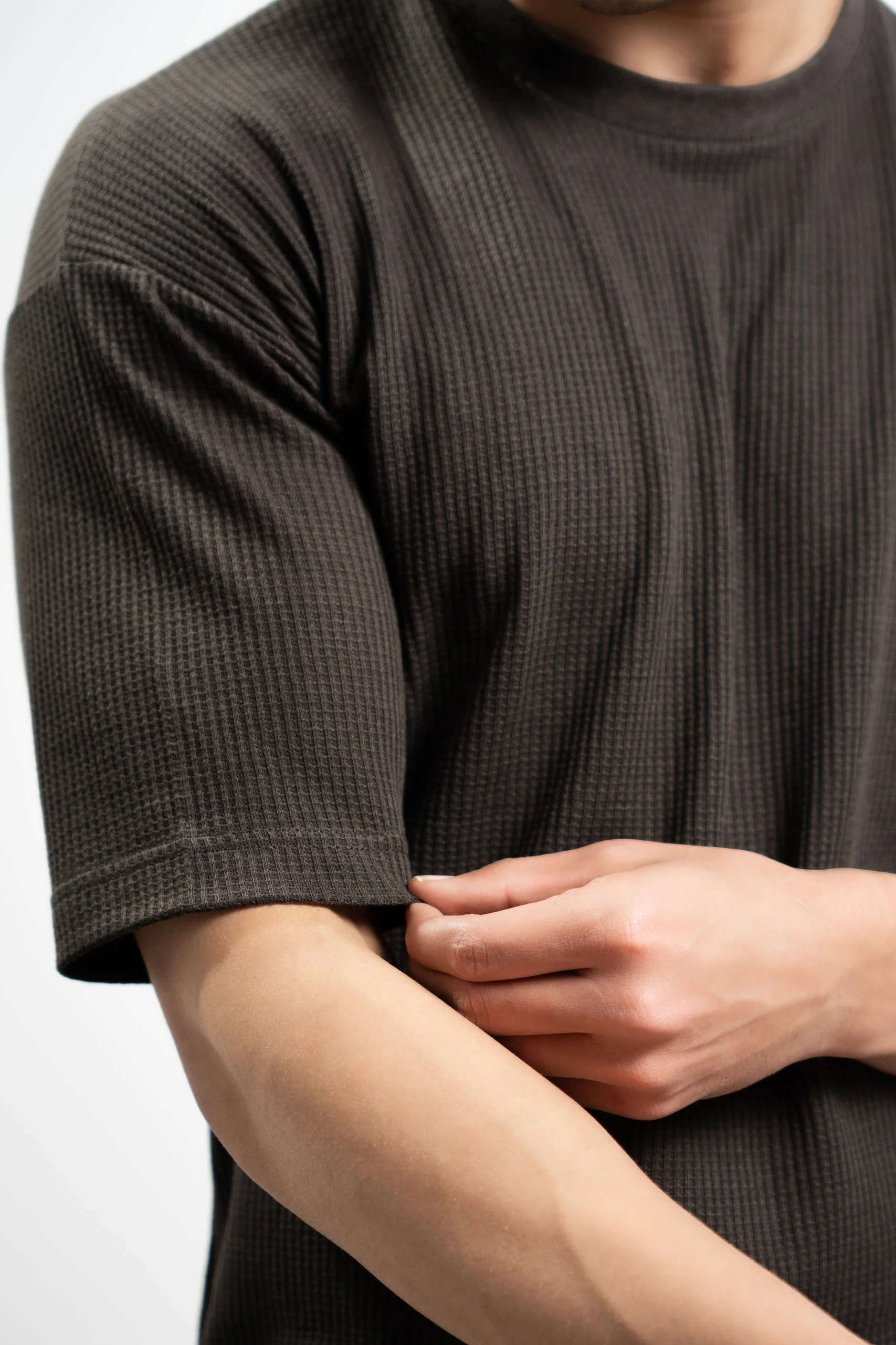 Textured Oversized Tee - Umber Brown - Image 4
