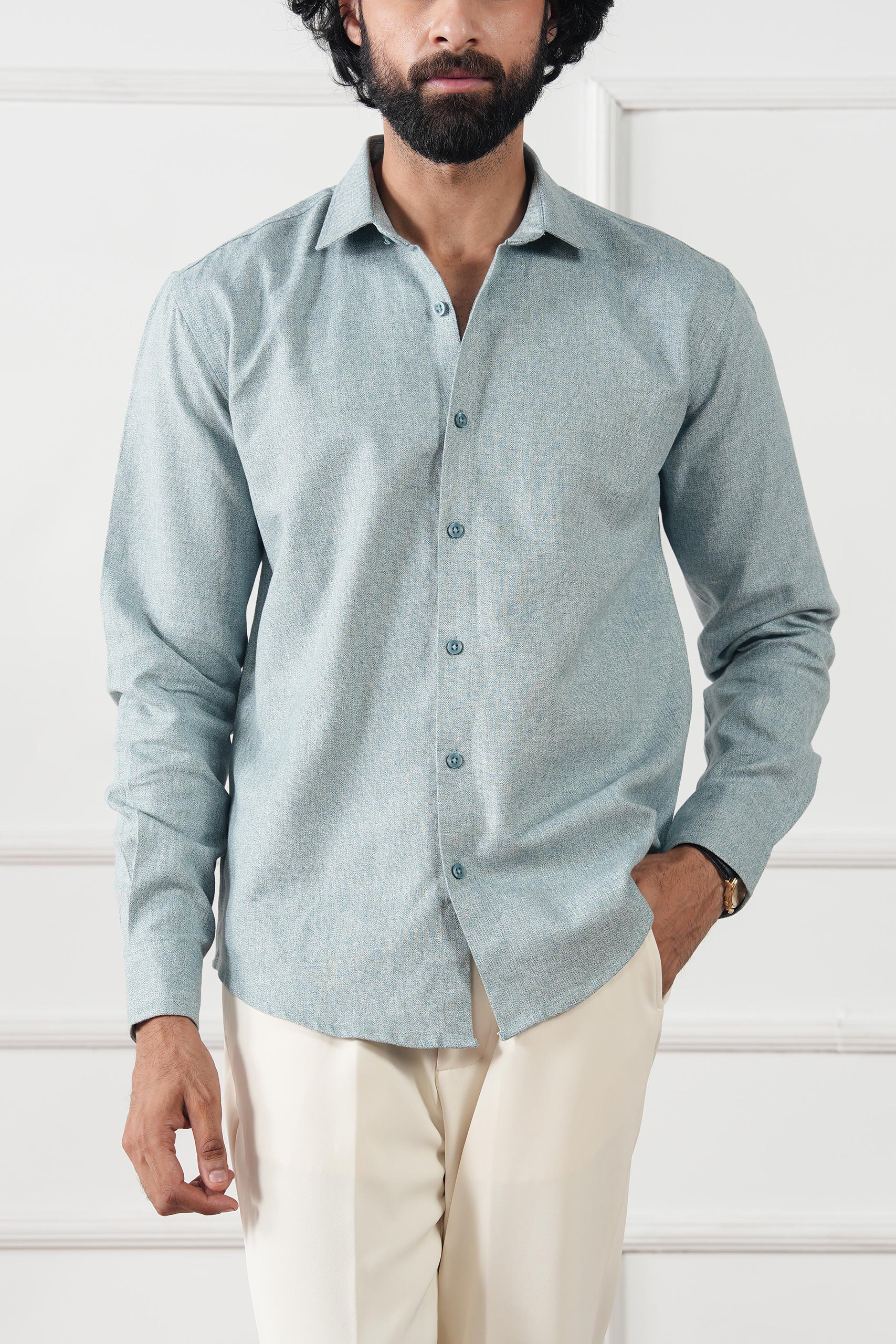 Textured Regular Fit Shirt - (MCS-12) - Image 9